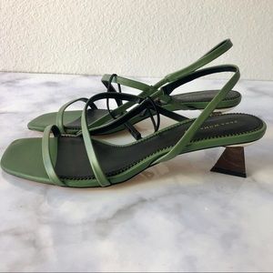 ZARA Wood Effect Heel Sandal (Green)